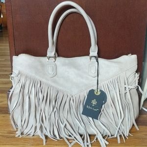 Moda Luxe - Cream Fringe Handbag